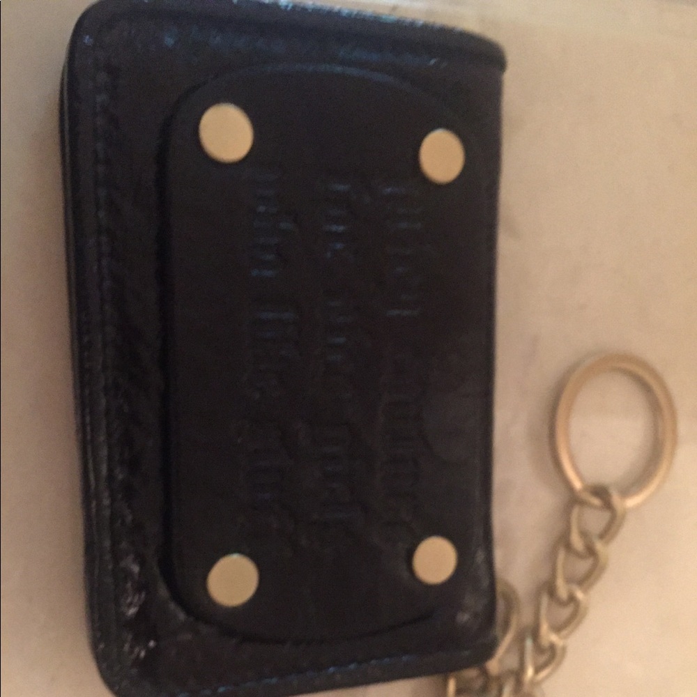 Juicy black leather wristlet/ credit card …